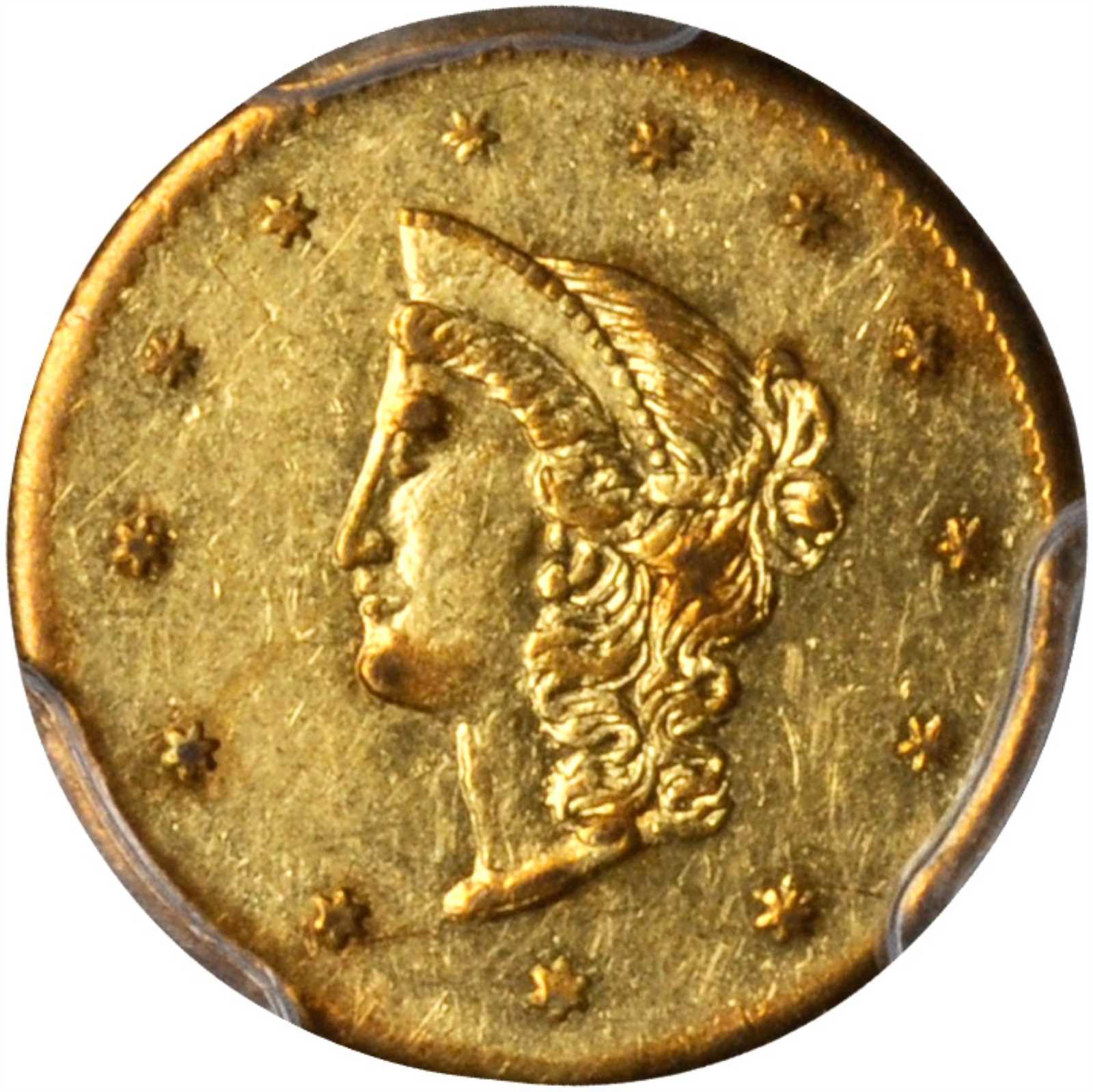 image for: 1870 Round $1. BG-1205. Rarity-4+. Liberty Head. AU-58 (PCGS).