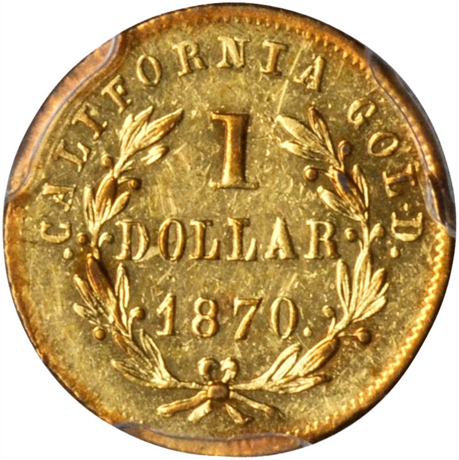 image for: 1870 Round $1. BG-1205. Rarity-4+. Liberty Head. AU-58 (PCGS).