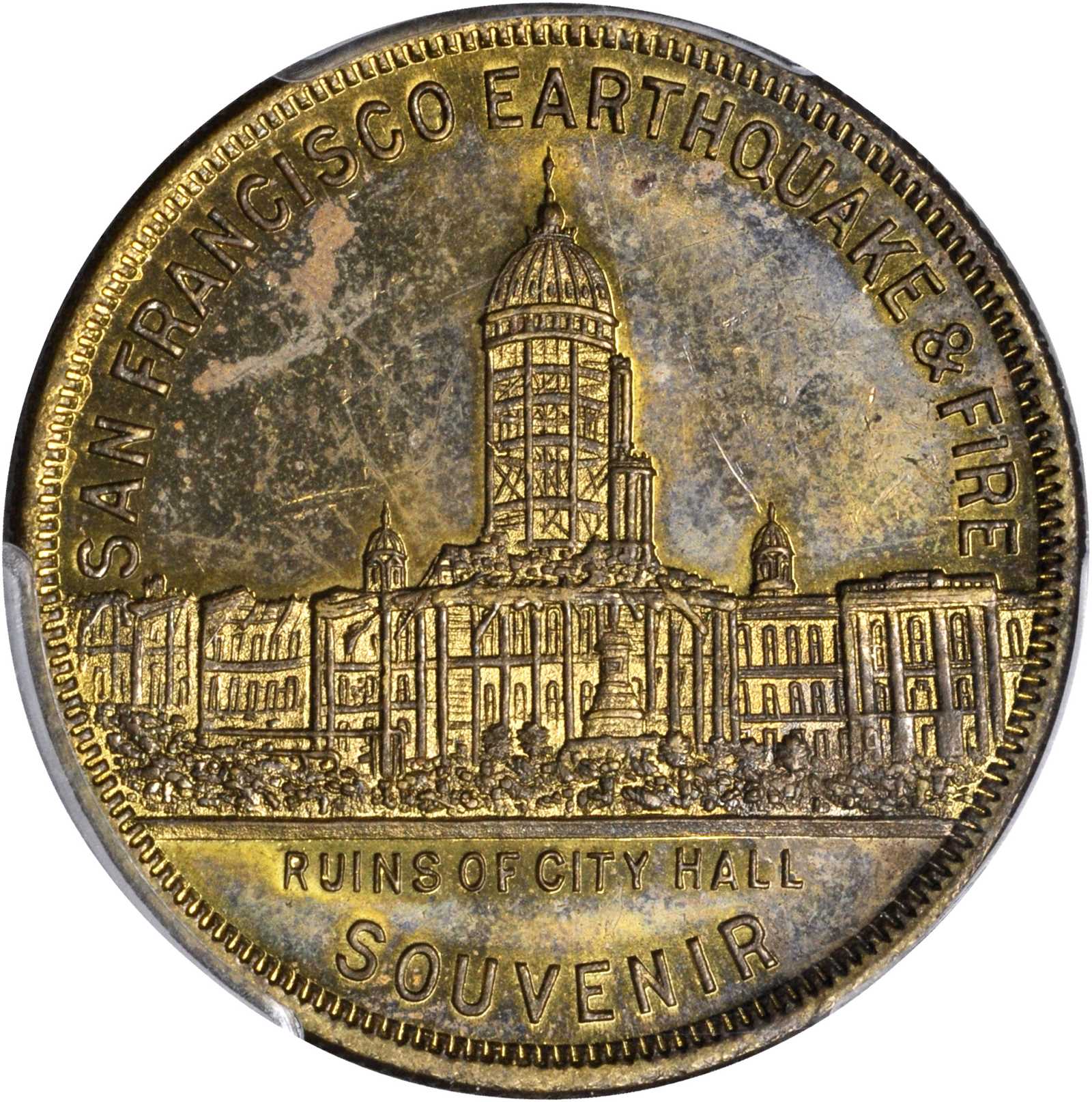 1906 SC$1 SF Earthquake, Ty.1, Brass, HK-341 MS