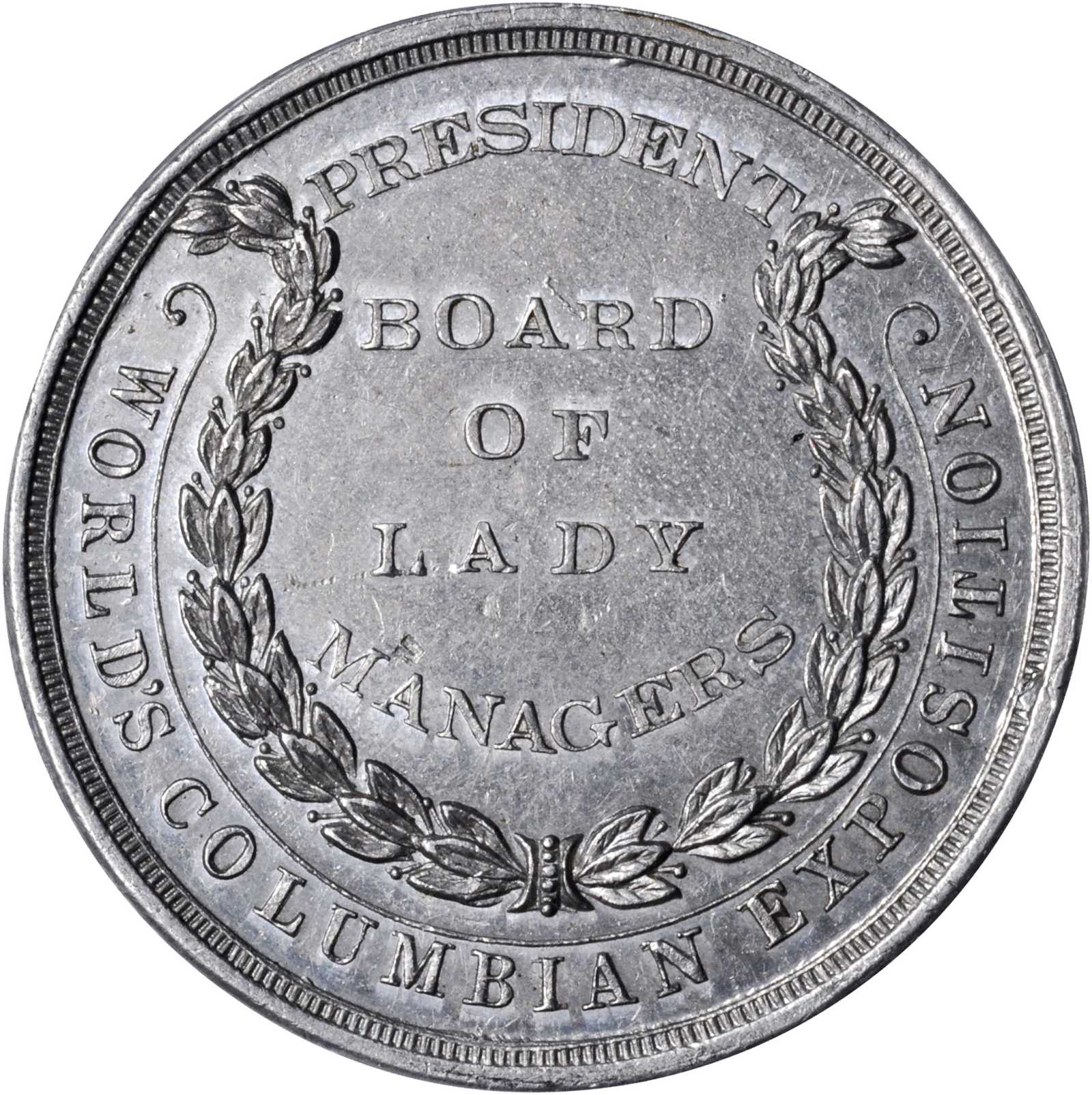 image for: Undated (1892-1893) World's Columbian Exposition. Board of Lady Managers Dollar. Aluminum. 38 mm. HK-243a. MS-62 (PCGS).