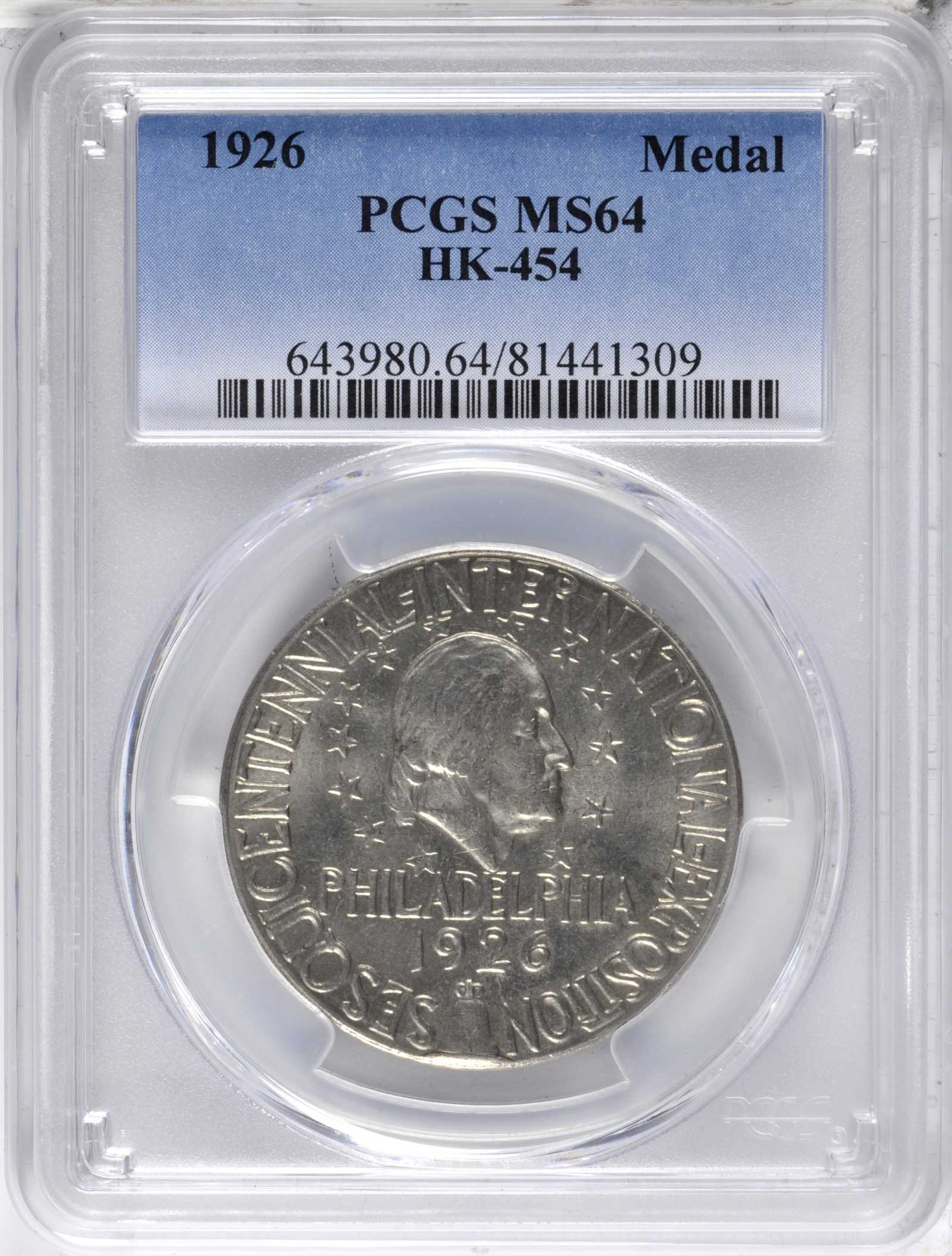 image for: 1926 U.S. Sesquicentennial Exposition. Official Medal. Nickel. 35 mm. HK-454. Rarity-3. MS-64 (PCGS).