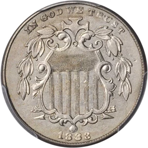 image for: 1883/2 Shield Nickel. FS-301. AU Details--Cleaning (PCGS).