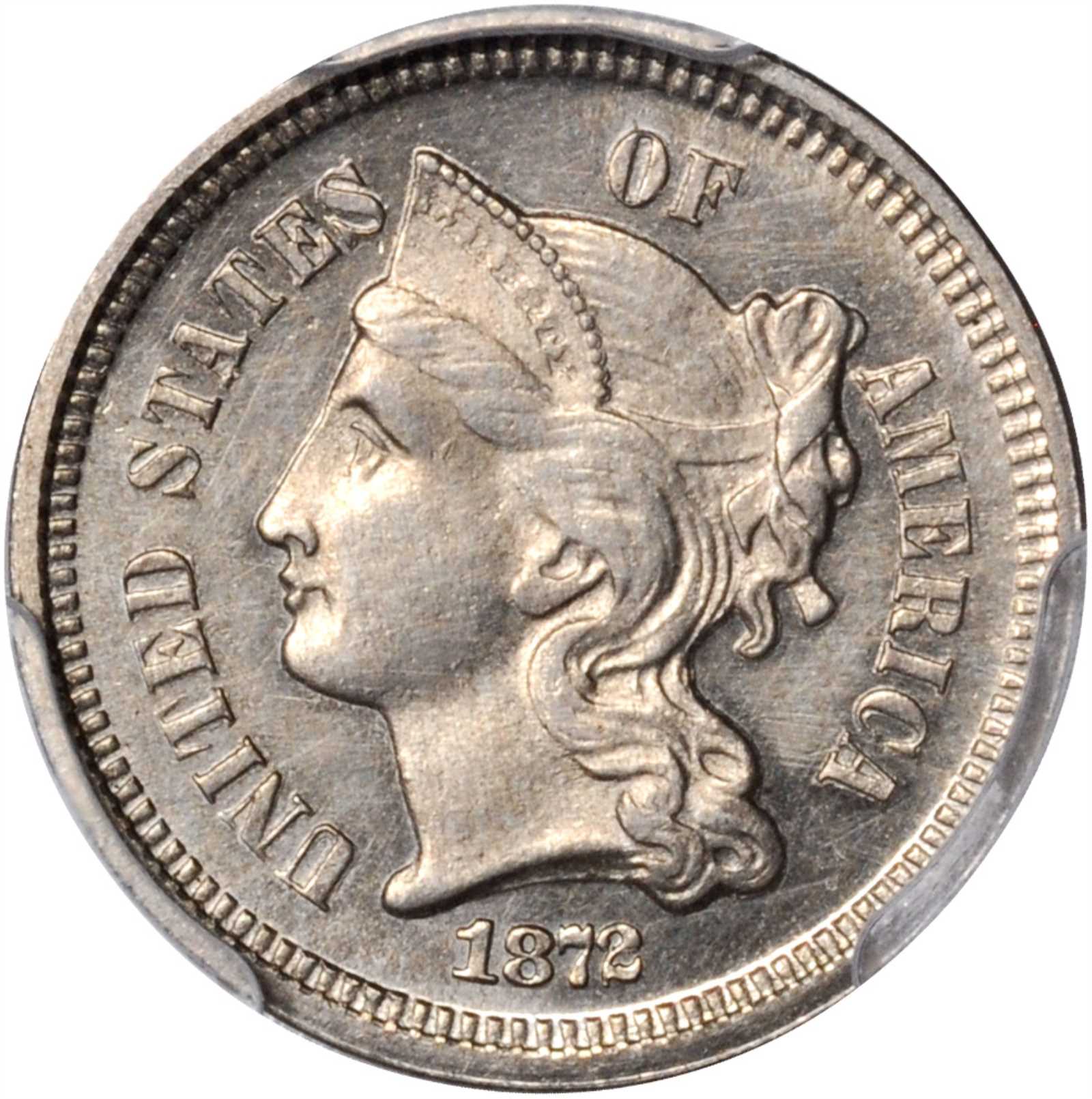 1872 Nickel Three-Cent Piece. Proof-62 (PCGS).
