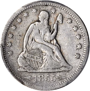 image for: 1855-O Liberty Seated Quarter. Arrows. Briggs 1-A. VF-30 (PCGS).