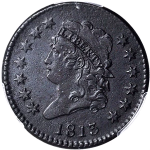 image for: 1813 Classic Head Cent. S-292. Rarity-2. EF Details--Environmental Damage (PCGS).