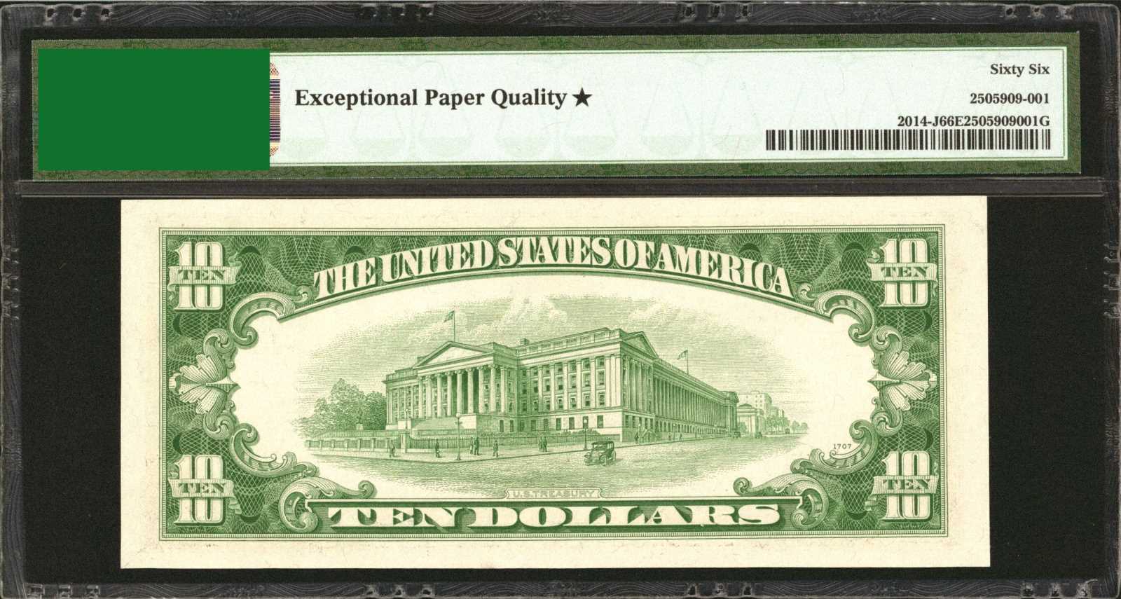 image for: Fr. 2014-J. 1950D $10  Federal Reserve Note. PMG Gem Uncirculated 66 EPQ.