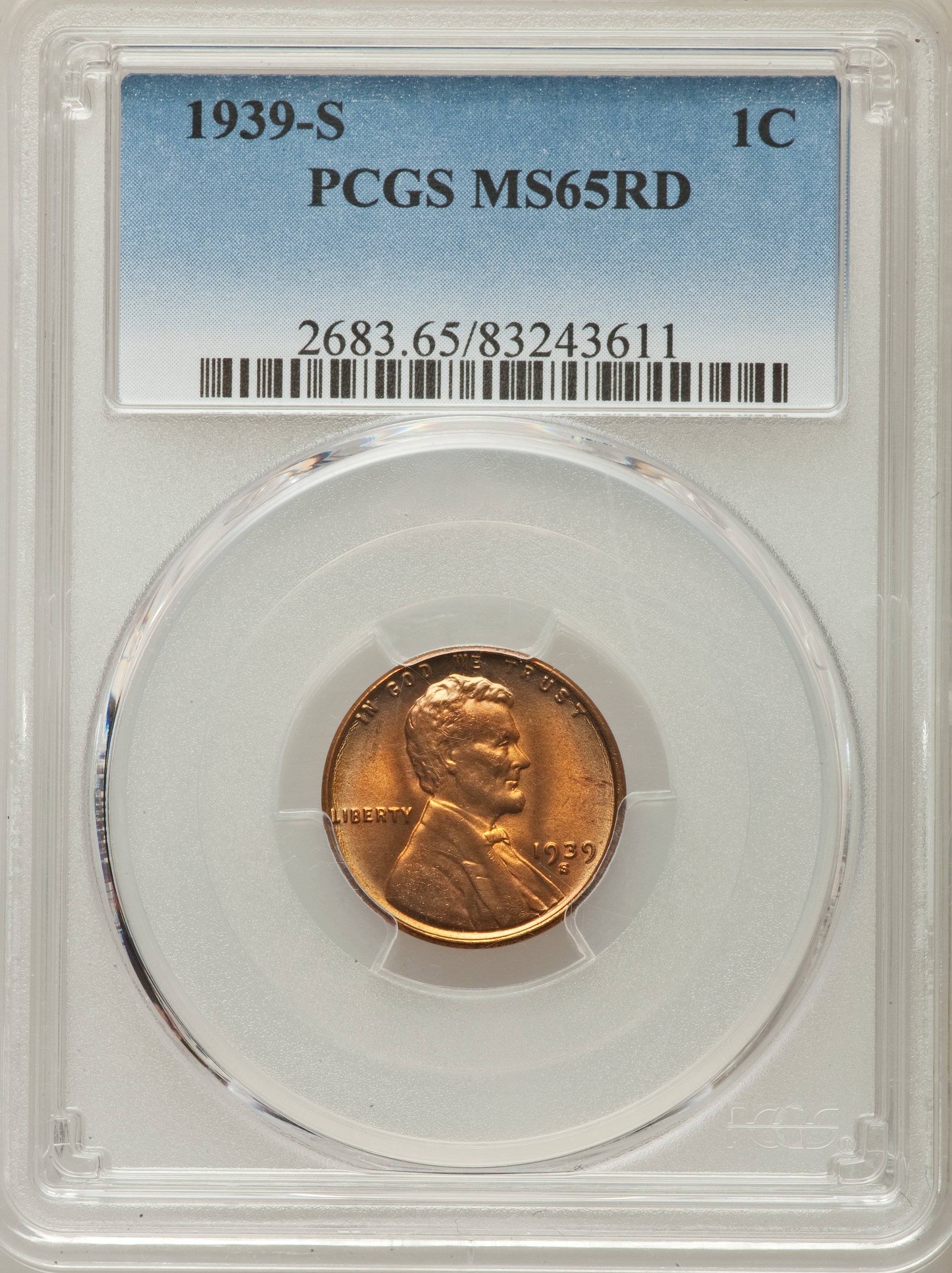 (3)1939-S 1C MS65 Red PCGS. PCGS Population: (1158/3641). NGC Census: (442/2889). CDN: $10 Whsle. Bid for problem-free NGC/... (Total: 3 coins)