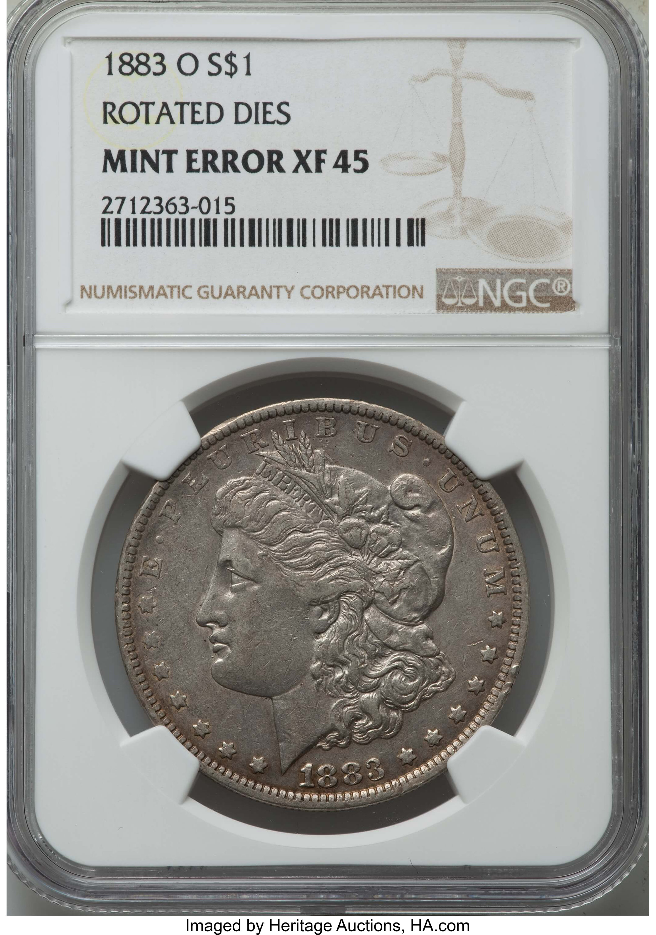 1883-O $1 Morgan Dollar -- Rotated Dies --XF45 NGC. NGC Census: (19/127758). PCGS Population: (21/117502). Mintage 8,725,0...