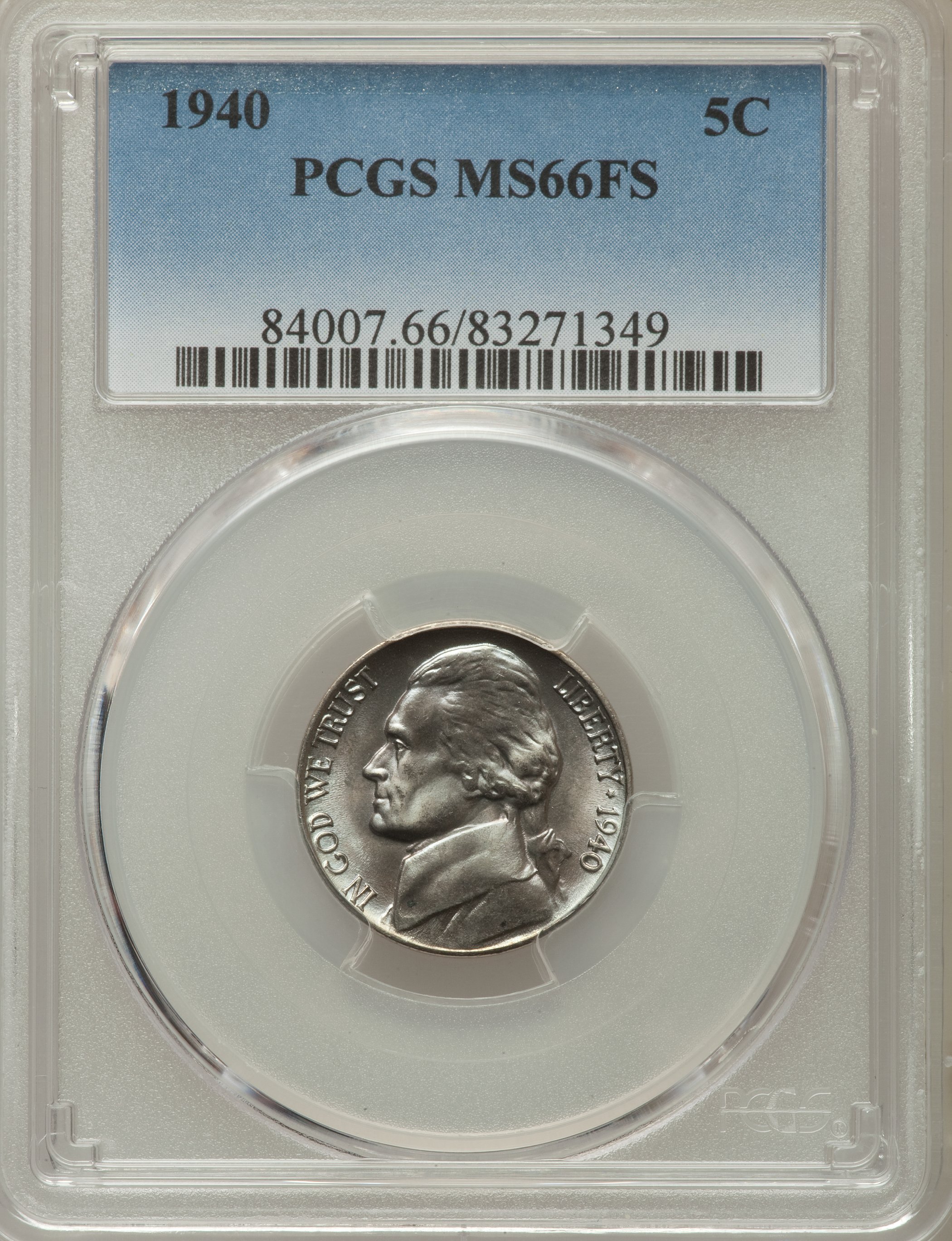 1940 5C MS66 Full Steps PCGS. PCGS Population: (482/51). NGC Census: (83/30). ...
