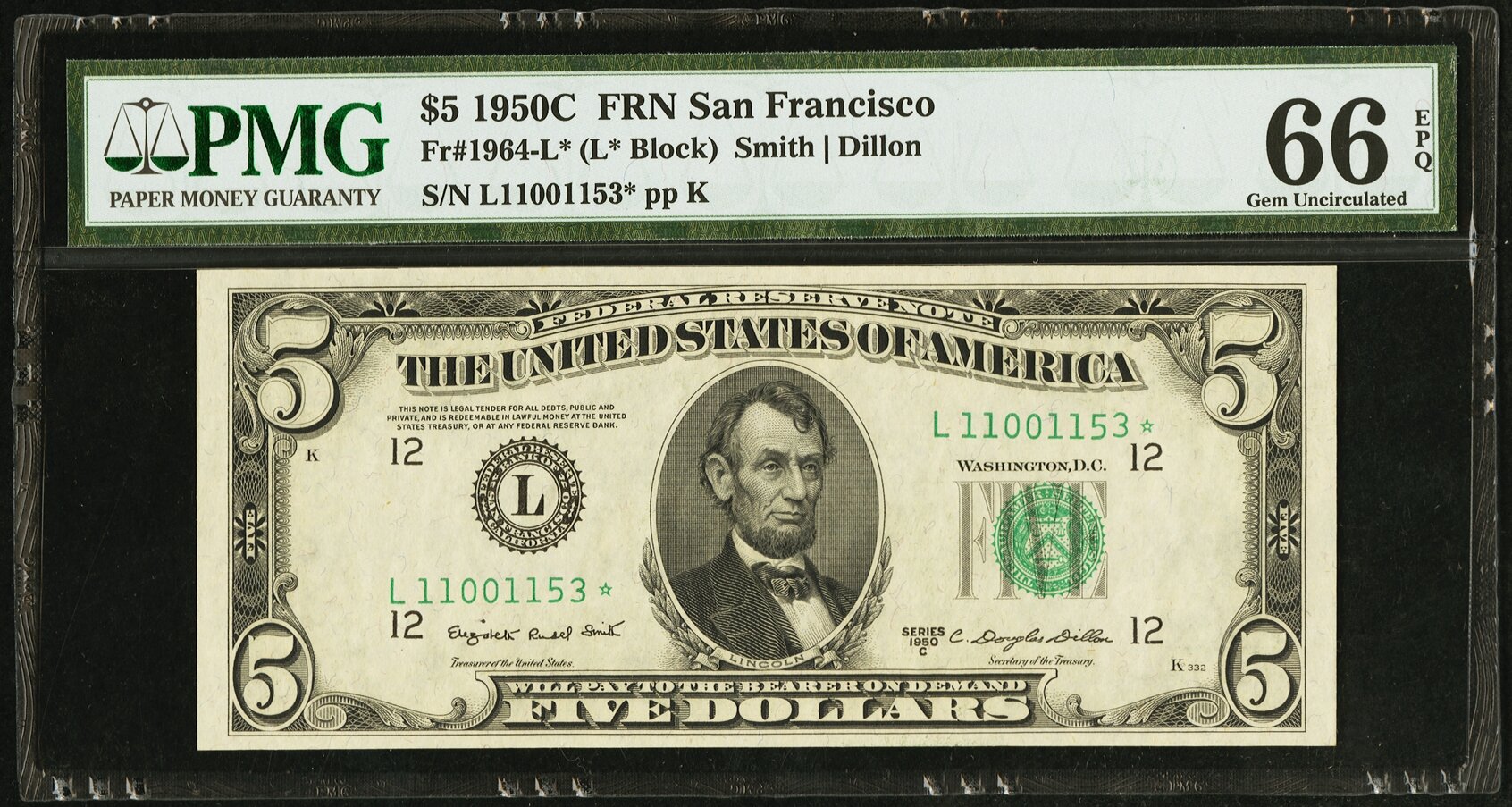 1950C $5 Replacement, San Francisco (Fr. 1964L*)