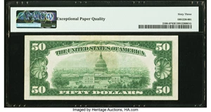 image for: Fr. 2100-H* $50 1928 Federal Reserve Note. PMG Choice Uncirculated 63 EPQ....
