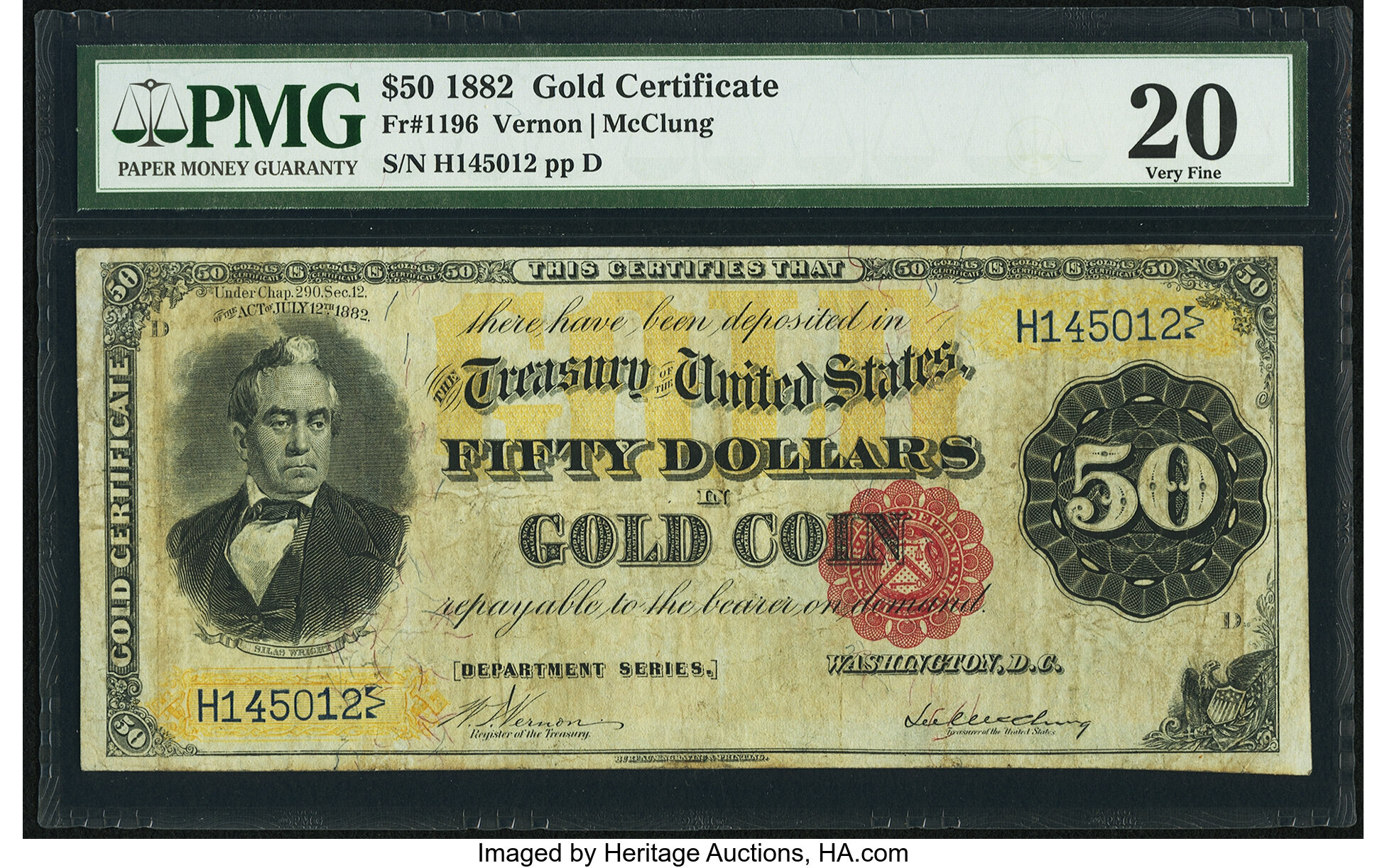 Fr. 1196 $50 1882 Gold Certificate PMG Very Fine 20. ...