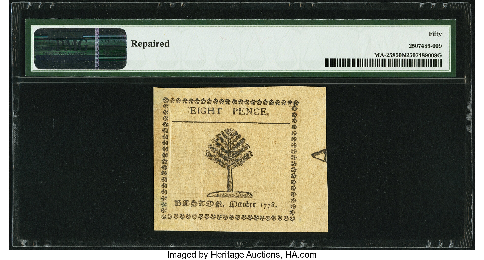 image for: Massachusetts October 16, 1778 8d PMG About Uncirculated 50 Net....