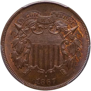 image for: 2C 1867 PCGS MS66 BN