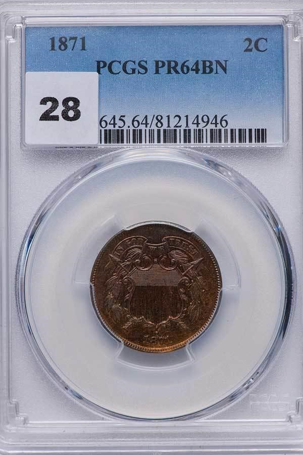 image for: 2C 1871 PCGS PR64 BN