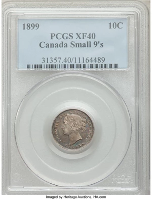 image for: Victoria 10 Cents 1899 XF40 PCGS