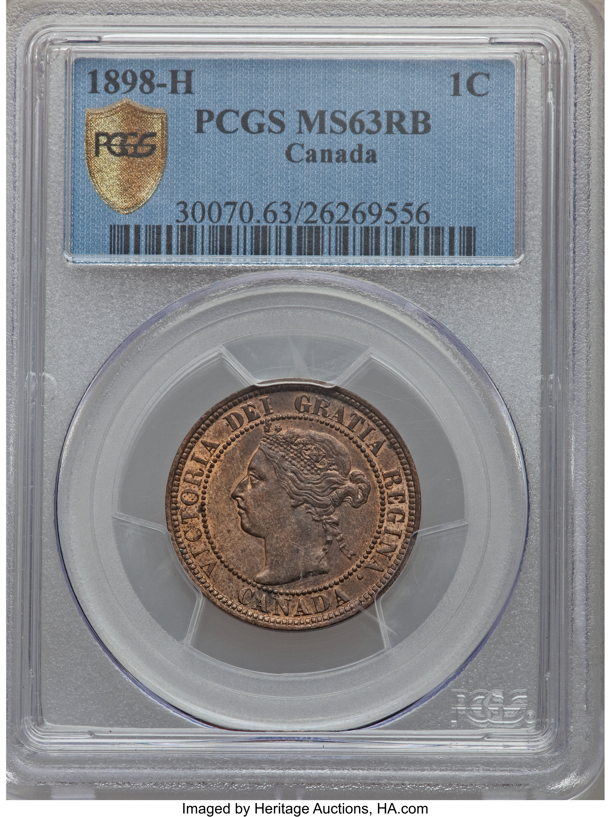 image for: Victoria 1 Cent 1898-H MS63 Red and Brown PCGS