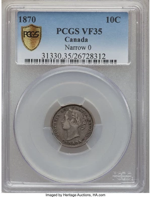 image for: Victoria 10 Cents 1870 VF35 PCGS