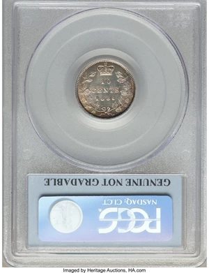 image for: Victoria "Small 6" 10 Cents 1886 Genuine (Cleaning) PCGS