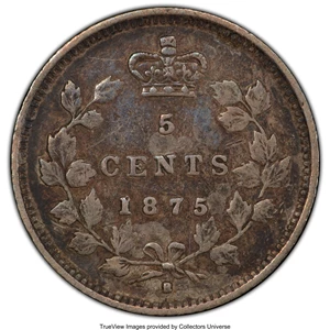 image for: Victoria "Small Date" 5 Cents 1875-H VF30 PCGS