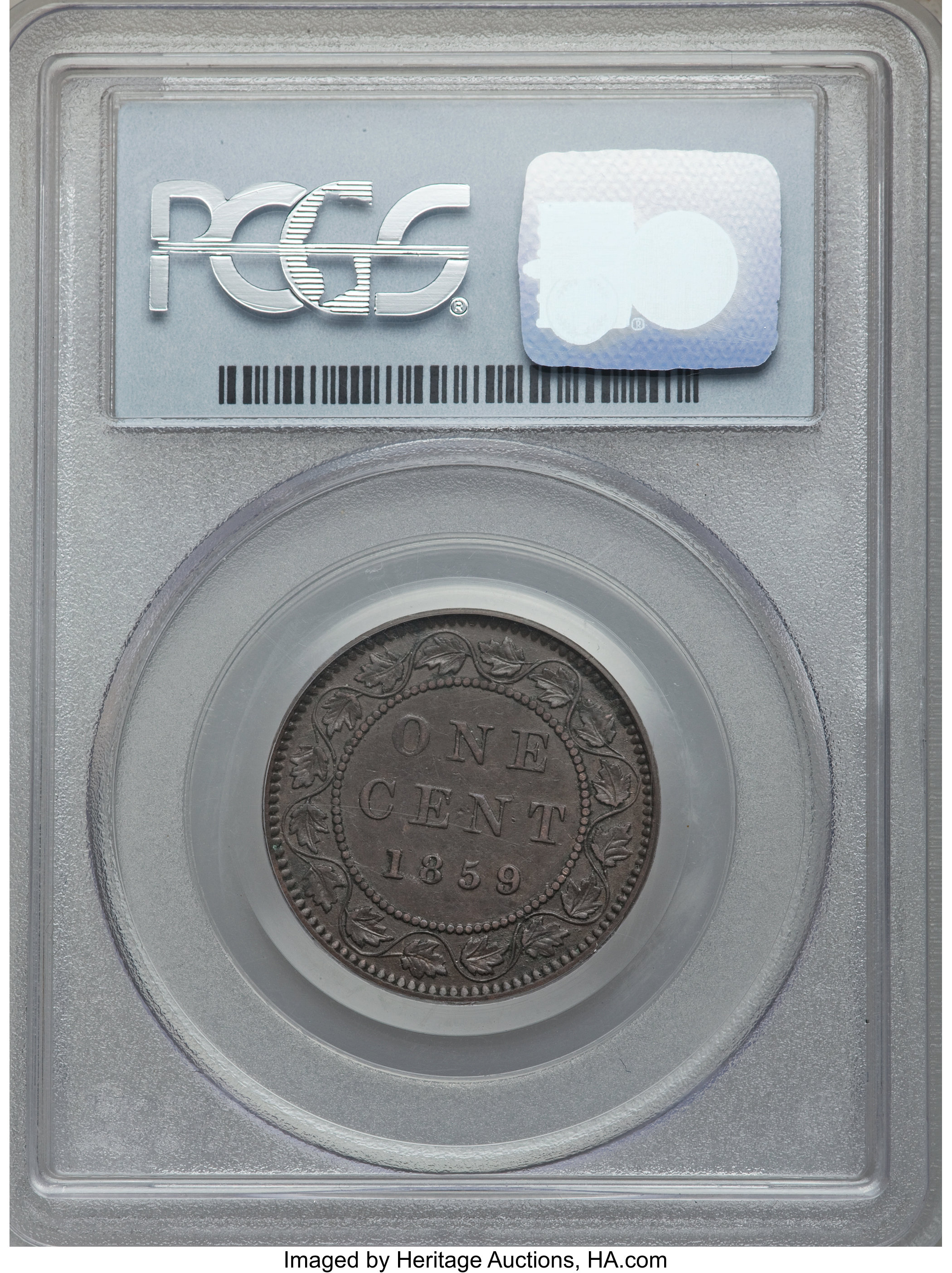 image for: Victoria "Wide 9" Cent 1859/8 AU50 PCGS