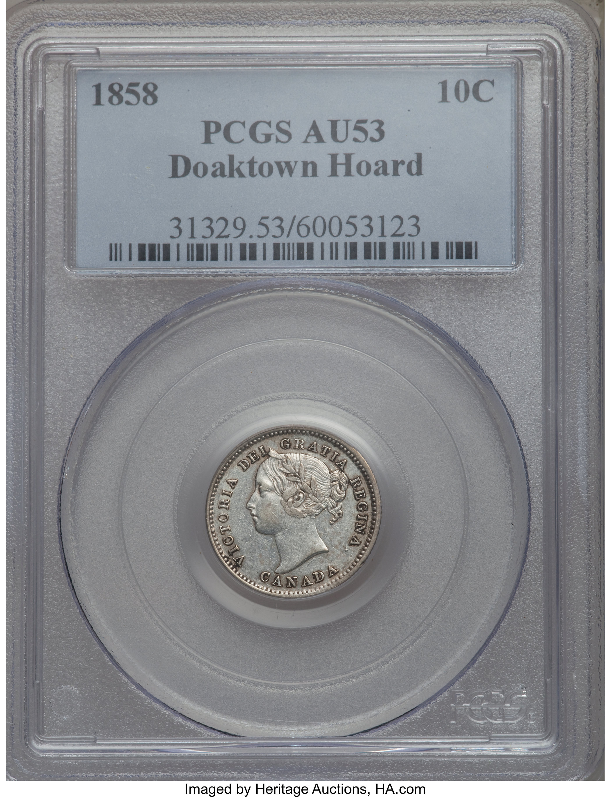 image for: Victoria 10 Cents 1858 AU53 PCGS