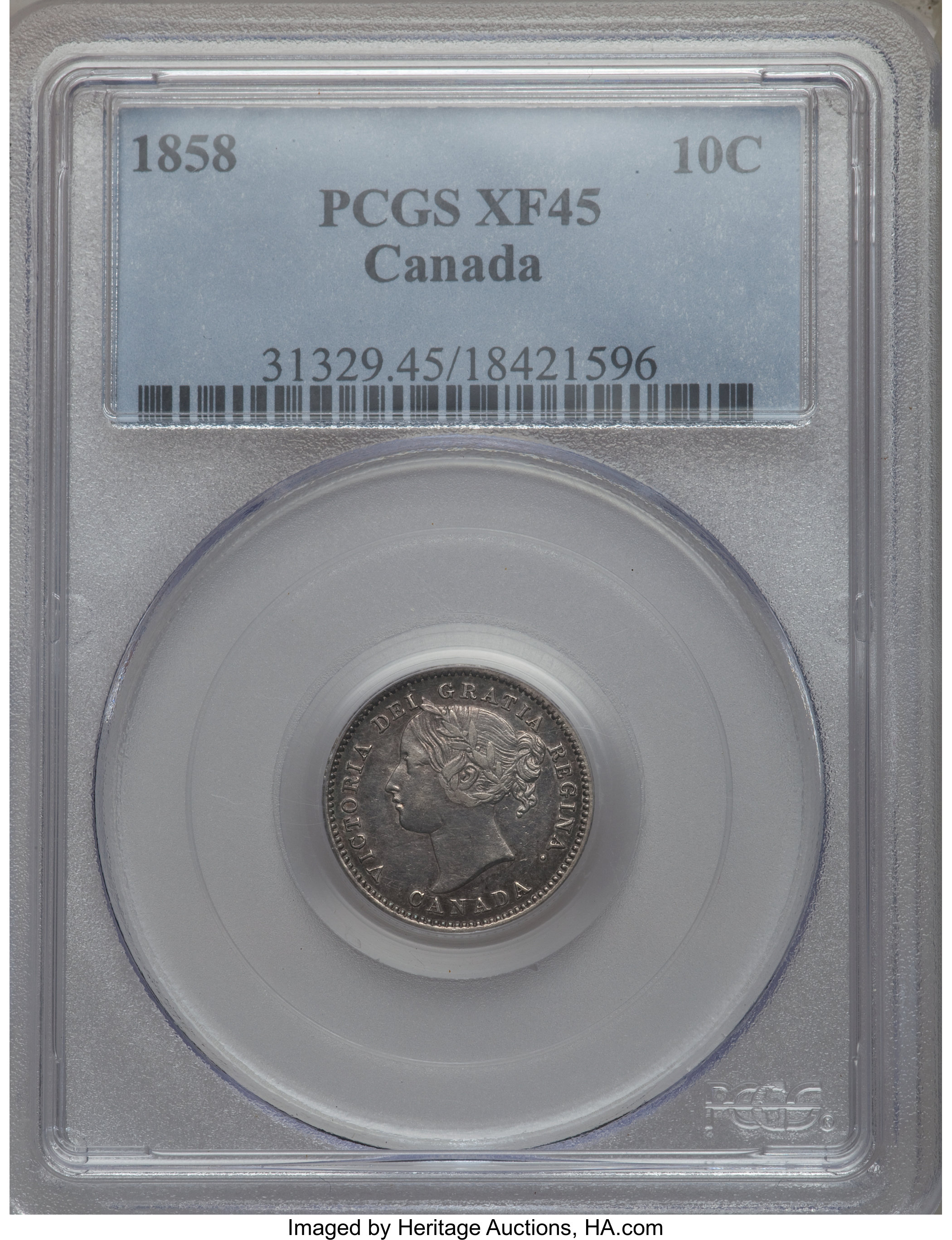 image for: Victoria 10 Cents 1858 XF45 PCGS