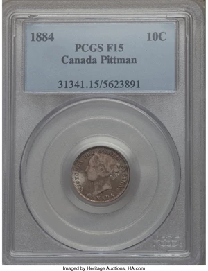 image for: Victoria 10 Cents 1884 F15 PCGS