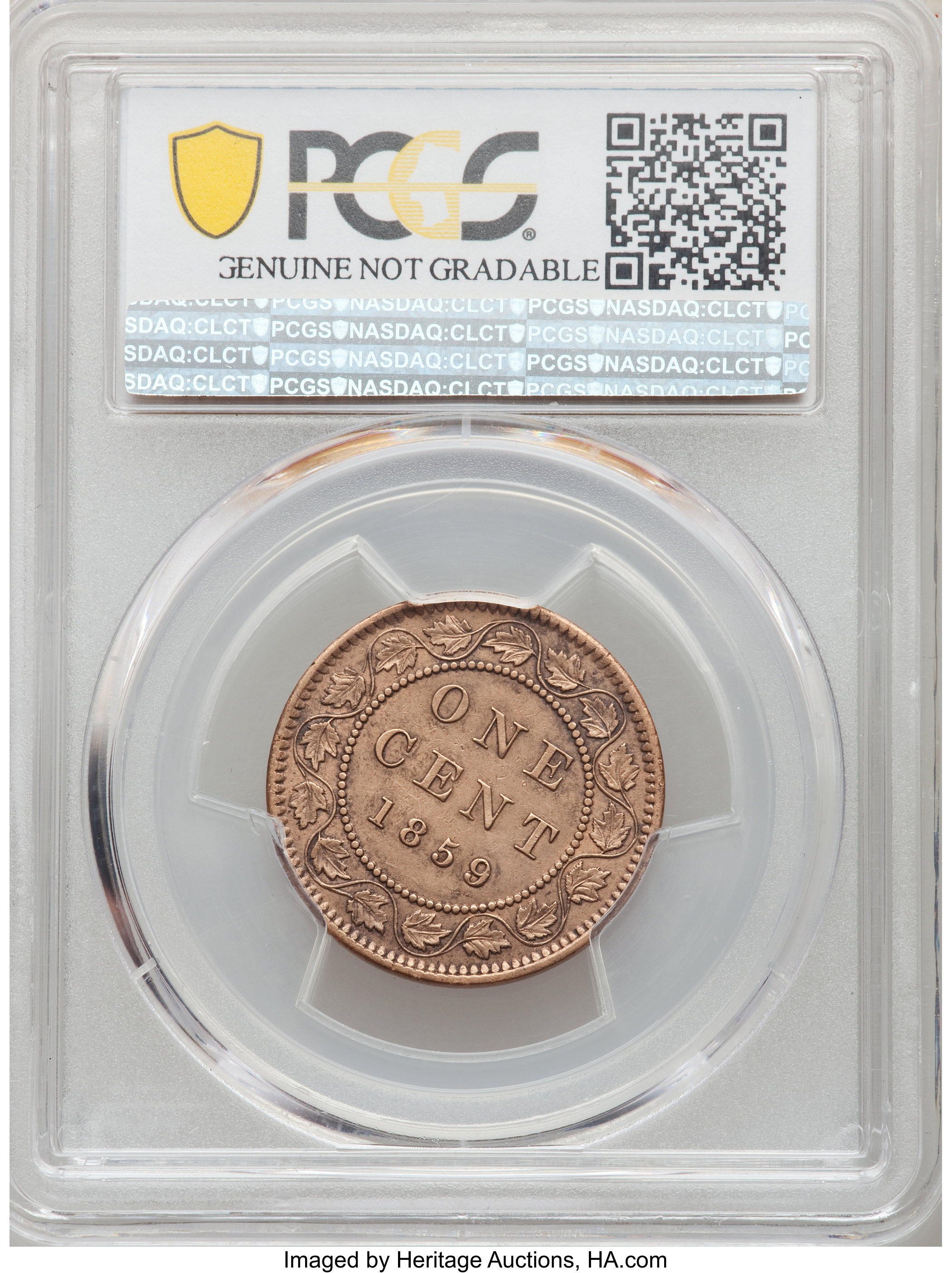 image for: Victoria "Wide 9 - Medal Axis" Cent 1859/8 AU Details (Cleaned) PCGS