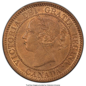 image for: Victoria "Narrow 9" Cent 1859 MS63 Red and Brown PCGS