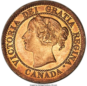 image for: Victoria "Narrow 9" Cent 1859 UNC Details (Cleaned) PCGS