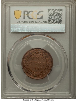 image for: Victoria "Narrow 9" Cent 1859 UNC Details (Cleaned) PCGS