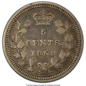 image for: Victoria "Small Date" 5 Cents 1858 VF30 PCGS