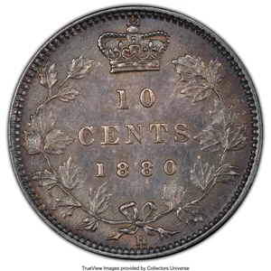 image for: Victoria 10 Cents 1880-H AU58 PCGS