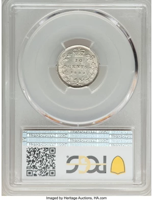 image for: Victoria 10 Cents 1882-H MS62 PCGS