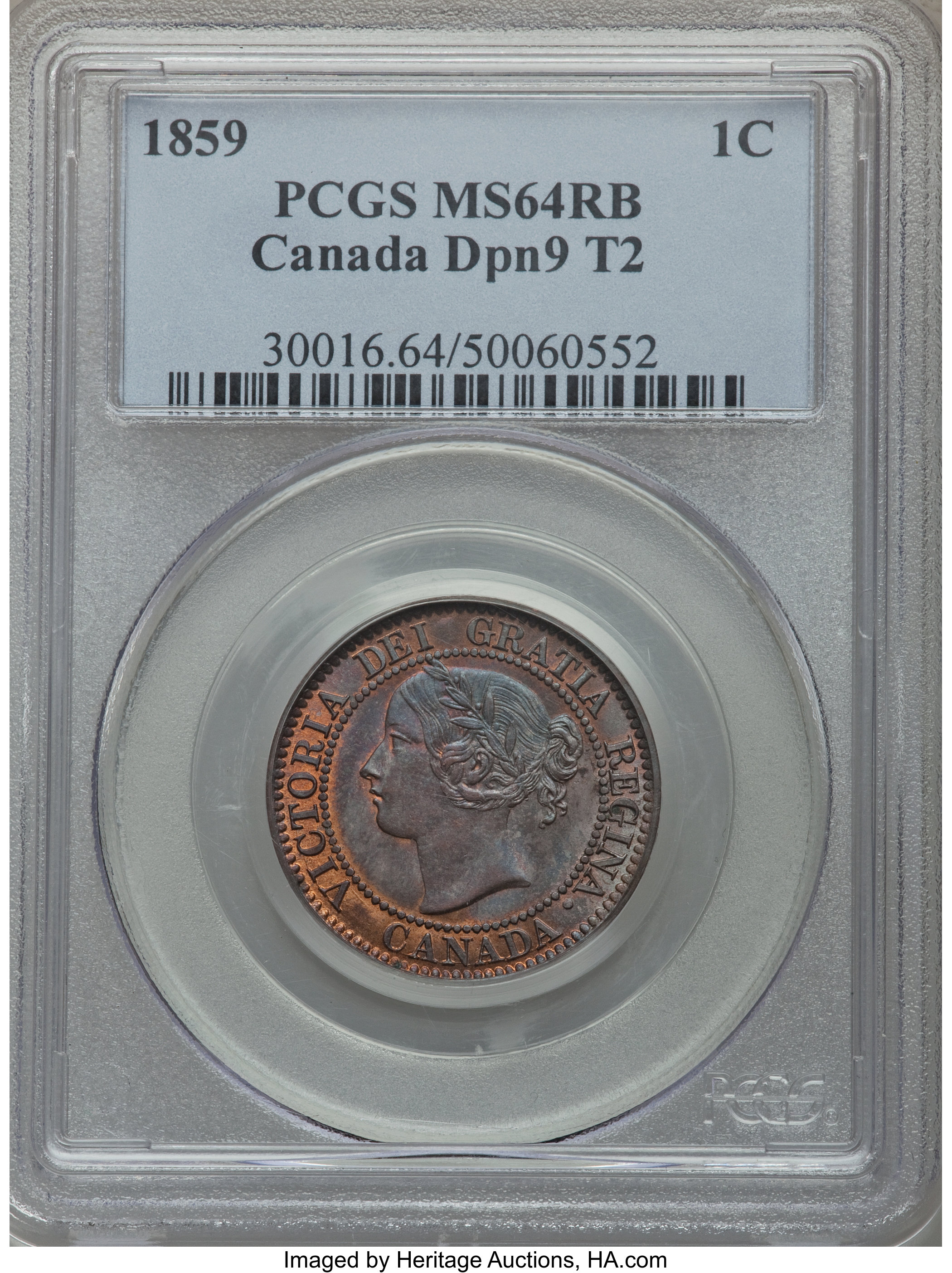 image for: Victoria 1 Cent 1859 DP N9 T 2 MS64 Red and Brown PCGS