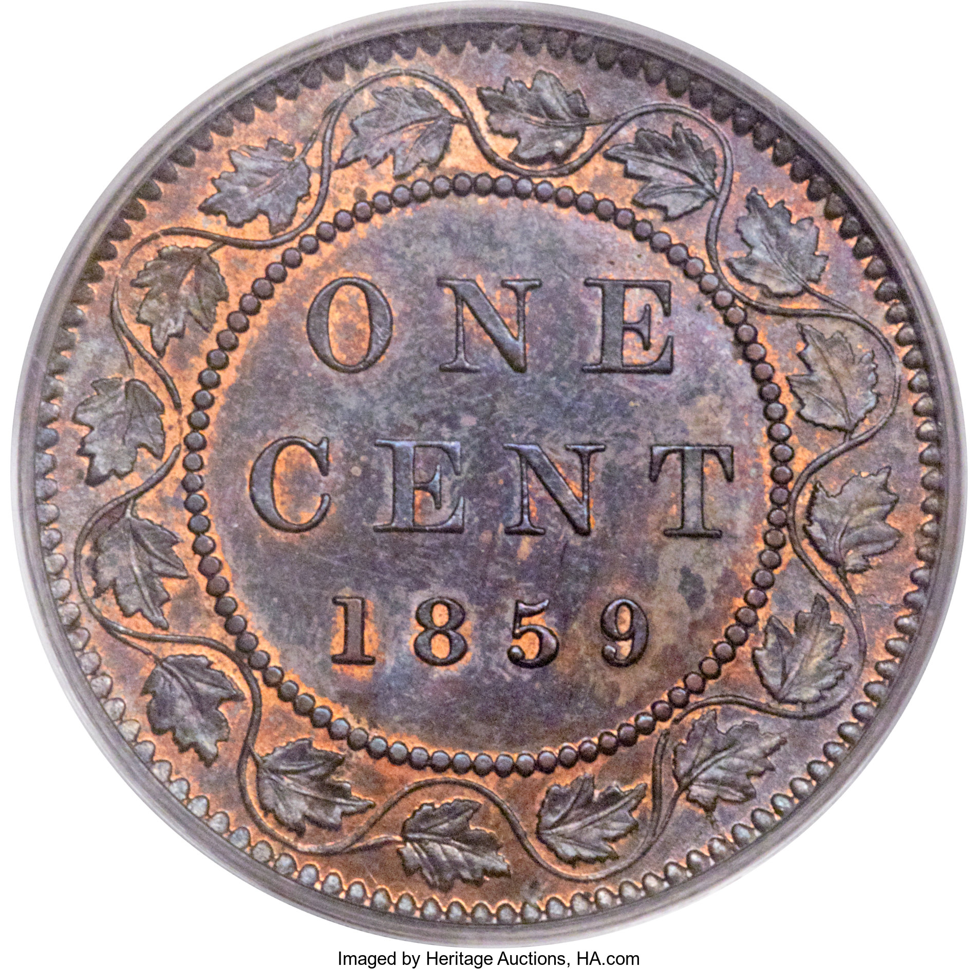 image for: Victoria 1 Cent 1859 DP N9 T 2 MS64 Red and Brown PCGS