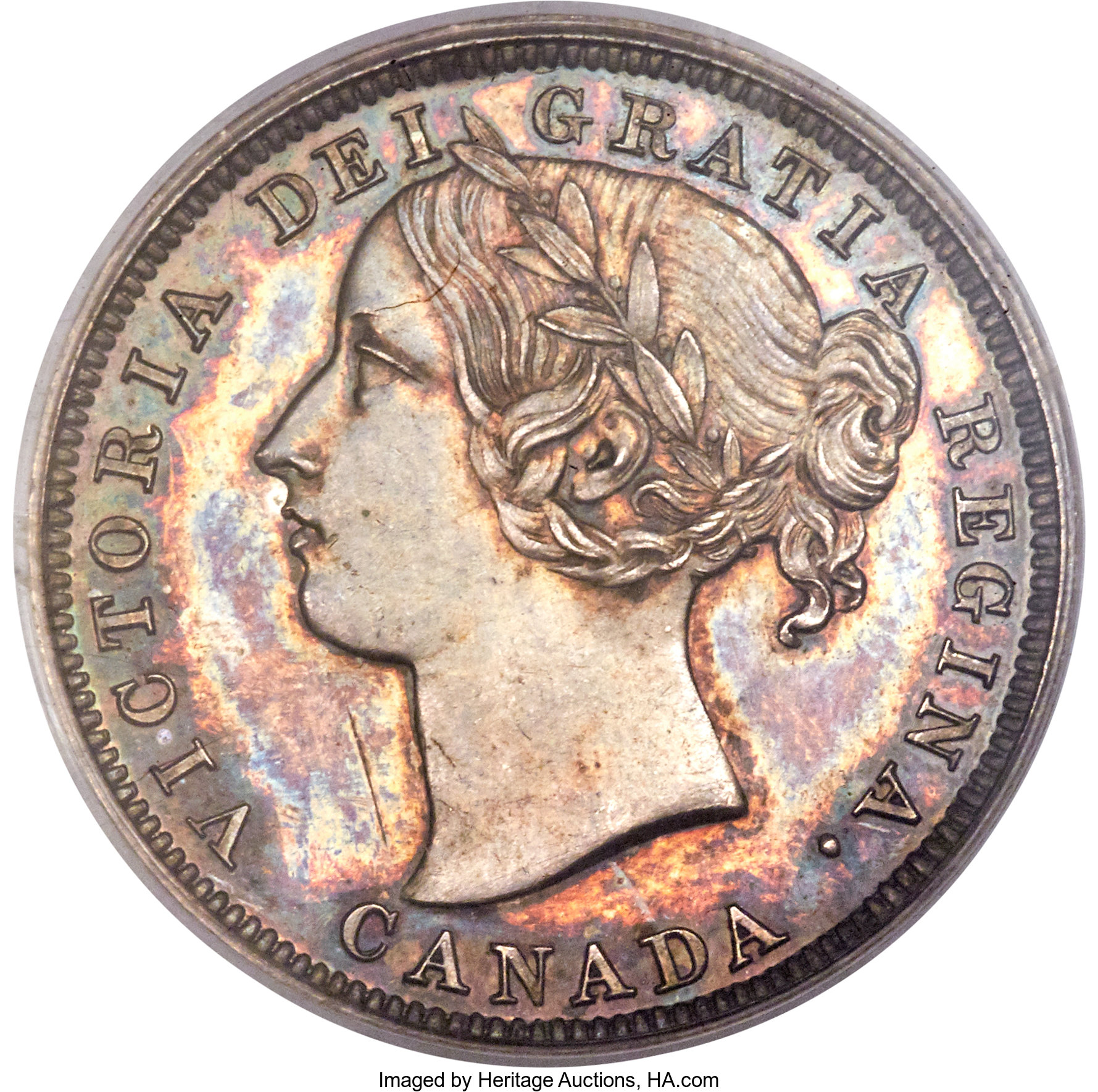 image for: Victoria "Plain Edge" Specimen 20 Cents 1858 SP63 PCGS