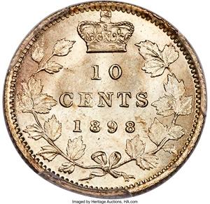 image for: Victoria 10 Cents 1898 MS64 PCGS