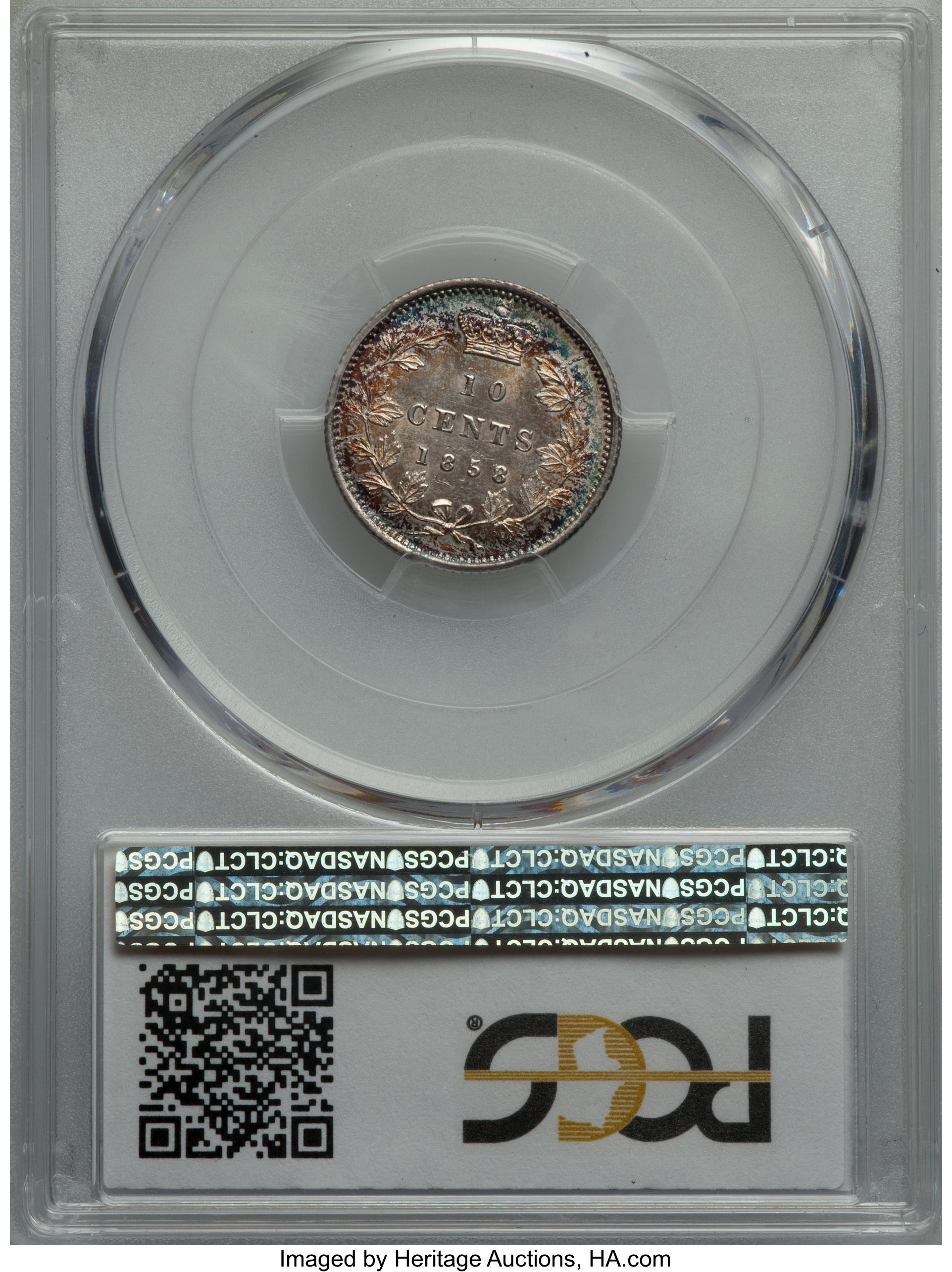 image for: Victoria 10 Cents 1858 MS62 PCGS
