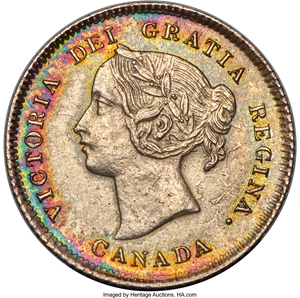 image for: Victoria "Small Date" 5 Cents 1875-H UNC Details (Cleaned) PCGS