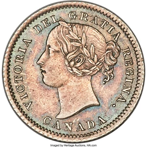 image for: Victoria 10 Cents 1875-H AU Details (Cleaned) PCGS