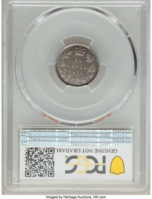 image for: Victoria 10 Cents 1875-H AU Details (Cleaned) PCGS