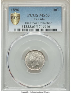 image for: Victoria 10 Cents 1896 MS63 PCGS