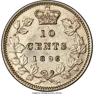 image for: Victoria 10 Cents 1896 MS63 PCGS