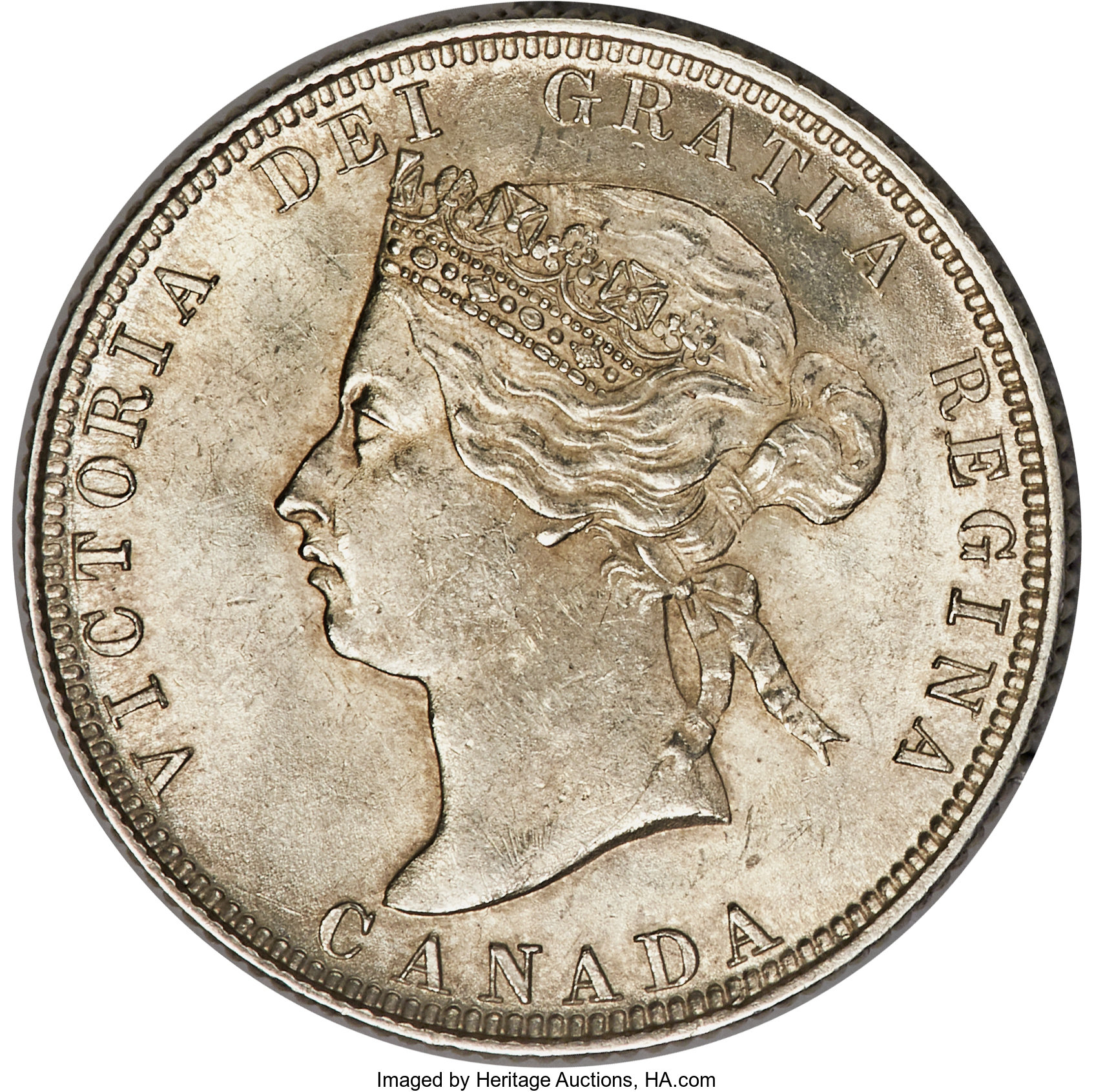 image for: Victoria "Narrow 0" 25 Cents 1880-H MS64 PCGS