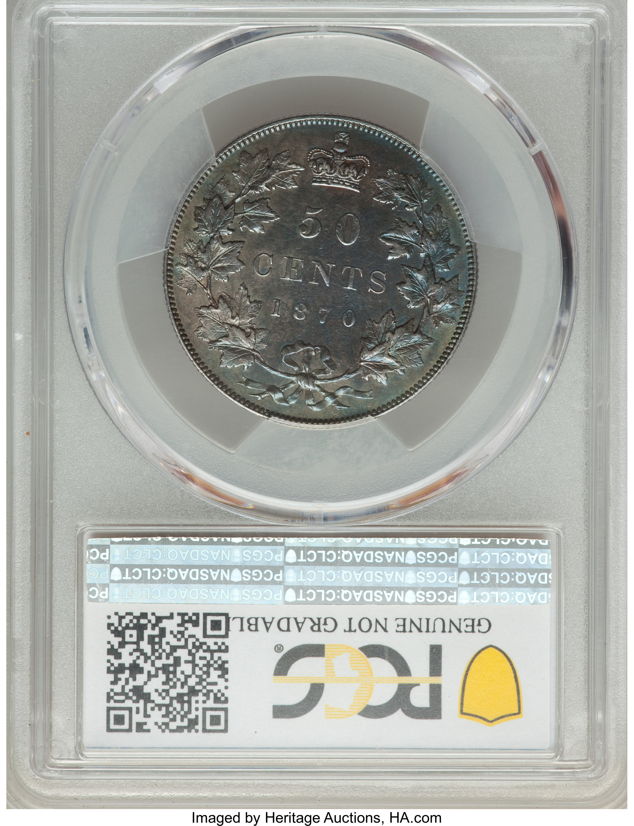 image for: Victoria "No LCW" 50 Cents 1870 XF Details (Polished) PCGS