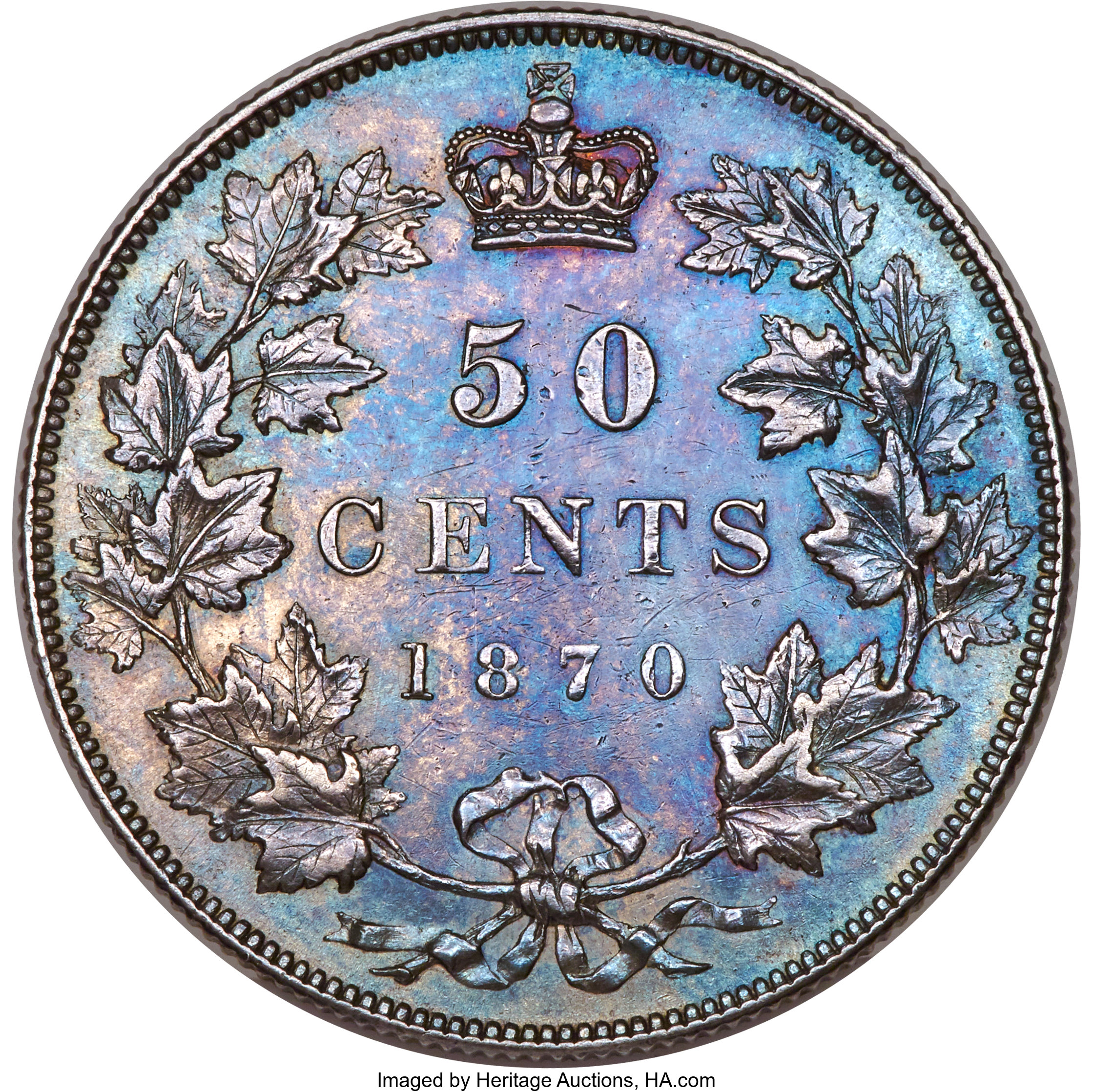 image for: Victoria "No LCW" 50 Cents 1870 XF Details (Polished) PCGS