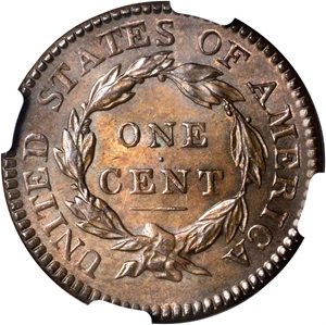 image for: 1816 Matron Head Cent. N-2. Rarity-1. MS-64+ RB (NGC). CAC.