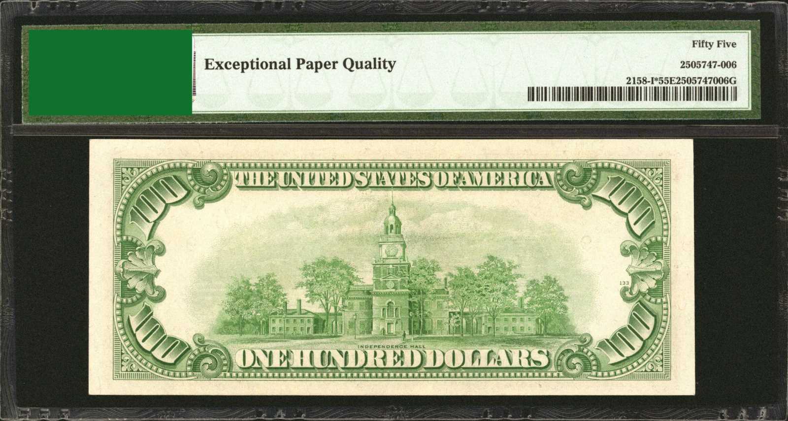 image for: Fr. 2158-I*. 1950A $100  Federal Reserve Note.  Minneapolis. PMG About Uncirculated 55 EPQ.